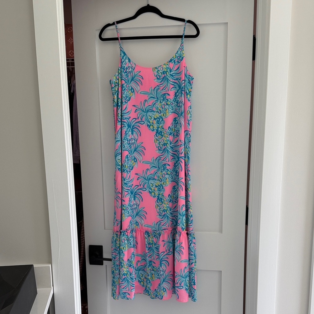 Lilly Pink Tropical Print Maxi Dress